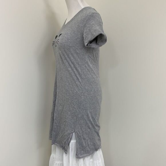 Gray kitty face nightgown with sides split girls Size Small - Picture 5 of 7